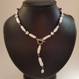 🌟💜Biwa Pearls with Amethyst Gemstones💜🌟